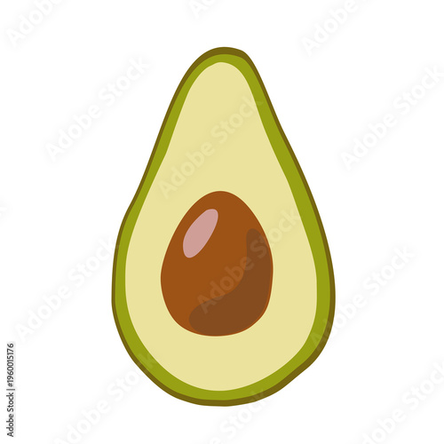Avocado Half Flat Vector Healthy Food Illustration