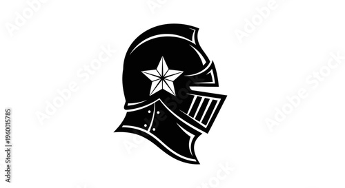 Medieval Knight Helmet with Star Symbol - Protective Headgear Illustration