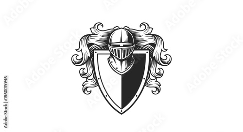 Medieval Knight Heraldry Shield Crest Emblem Illustration