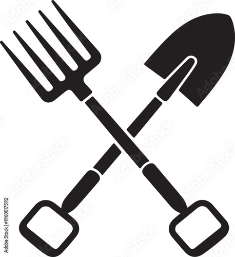Crossed Shovel and Pitchfork Icons vector