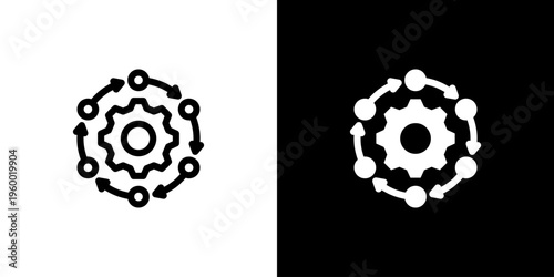 Framework Process System icon concept with flat Black White Background. Vector illustration.