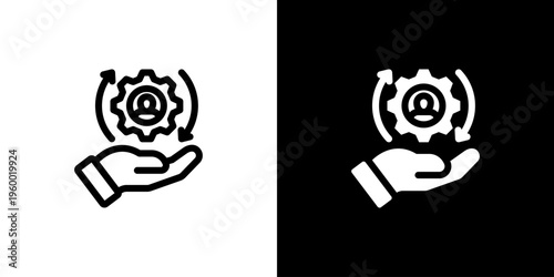 Resource Management icon concept with flat Black White Background. Vector illustration.