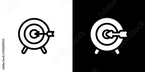 Target Objective Goal icon concept with flat Black White Background. Vector illustration.