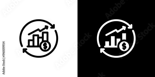 Business Continuity Plan icon concept with flat Black White Background. Vector illustration.