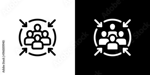 Assembly Point Safety icon concept with flat Black White Background. Vector illustration.