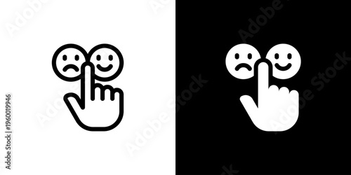 Customer Feedback Mood icon concept with flat Black White Background. Vector illustration.