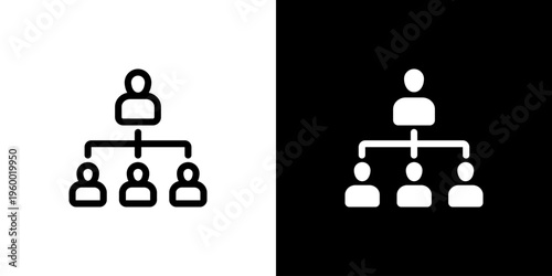 Organization Structure Team icon concept with flat Black White Background. Vector illustration.