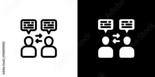 Social Response Chat icon concept with flat Black White Background. Vector illustration.