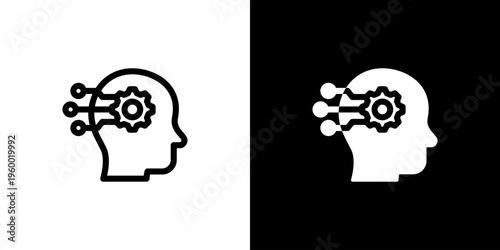 Human Logic Process icon concept with flat Black White Background. Vector illustration.