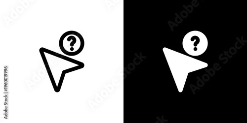 Cursor Help Inquiry icon concept with flat Black White Background. Vector illustration.