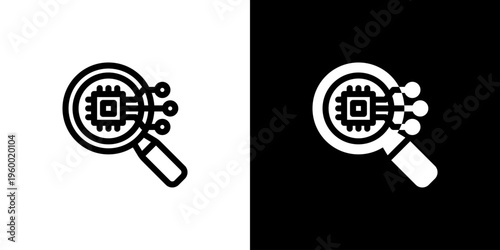 Smart Data Search icon concept with flat Black White Background. Vector illustration.