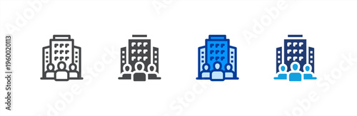 Corporation icon multiple style collection. Vector illustration.