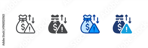 Financial Risk icon multiple style collection. Vector illustration.