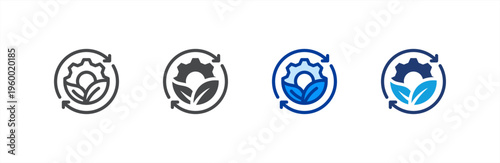 Environmental Strategy icon multiple style collection. Vector illustration.