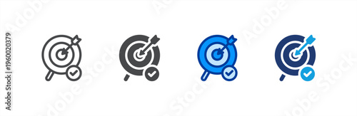 Target icon multiple style collection. Vector illustration.