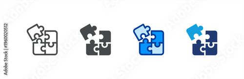 Puzzle icon multiple style collection. Vector illustration.