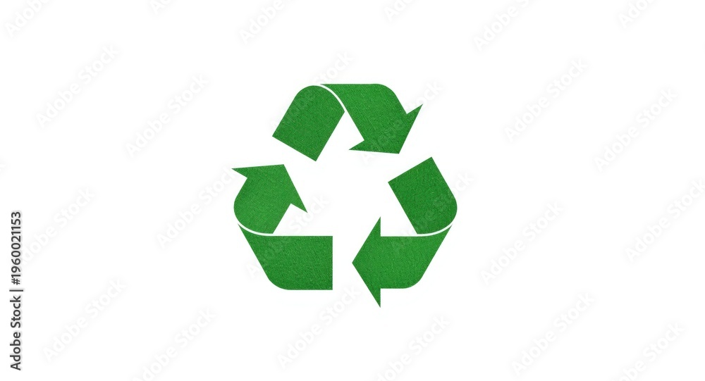 Fototapeta premium Isolated green environmental recycling symbol on white back panel with clipping path