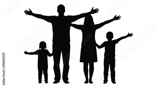 Silhouette of a family with two children