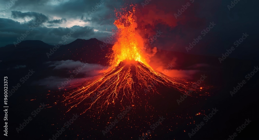 Fototapeta premium powerful eruption from a youthful volcano