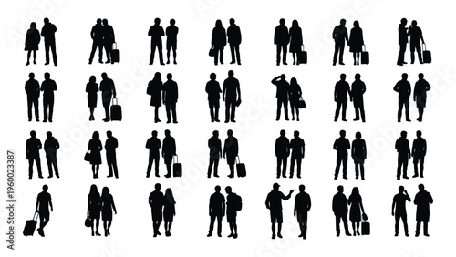 Collection of people with various luggage and accessories