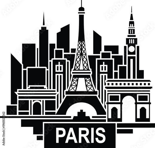 PARIS CITY SYMBOL VECTOR (STENCIL STYLE ) EPS ARTWORK