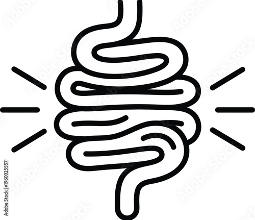 Human intestine line icon, digestive system medical vector illustration, gut health and bowel anatomy symbol for healthcare apps