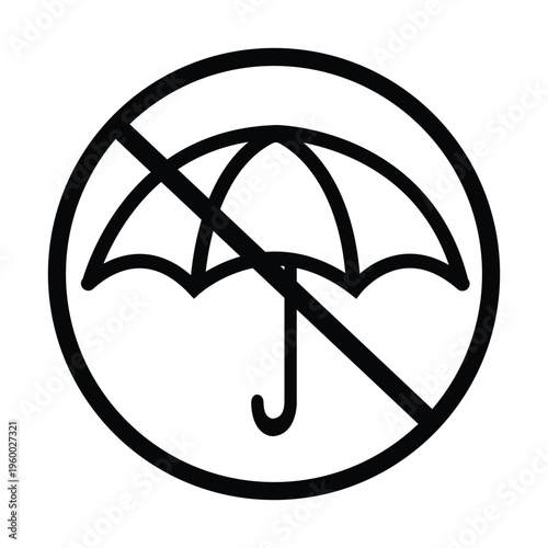 Prohibited umbrella symbol inside a circular boundary with a diagonal slash Vector