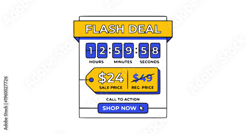 Flash Deal Countdown E-commerce Ad – Timer, Price, Features & CTA Button Layout