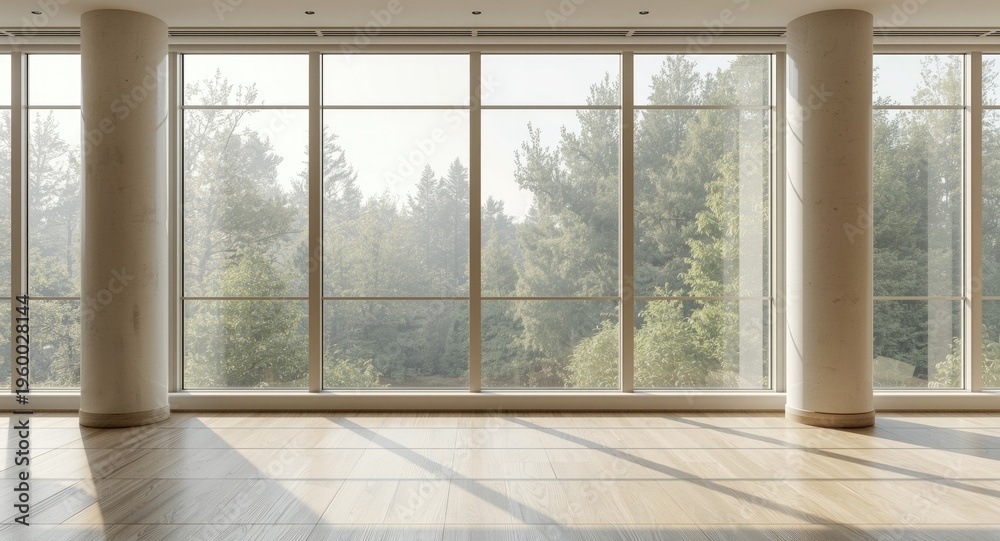 Fototapeta premium Large windows allowing bright morning light to inspire feelings of new opportunities