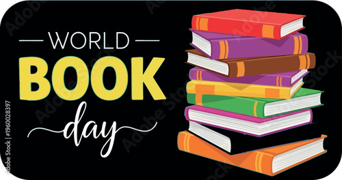 World book day colorful stacked books