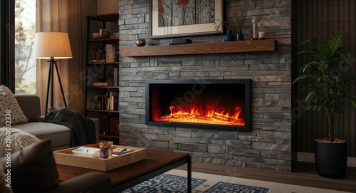 Cozy home environment enhanced by an advanced electric fireplace