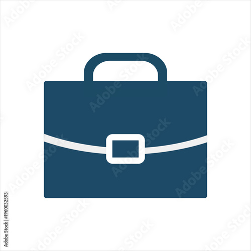 A simple illustration of a classic blue briefcase with a handle and buckle closure Vector