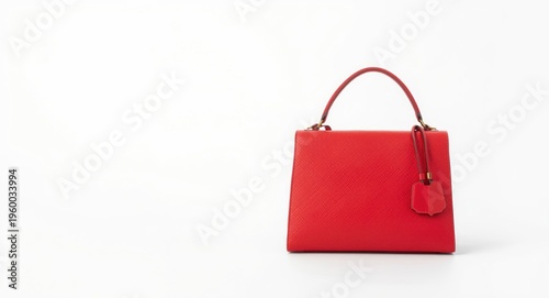Single red purse standing out on a spotless white background