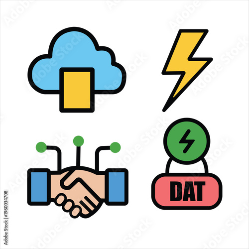 Collaboration and technology integration through cloud and dat storage solutions Vector