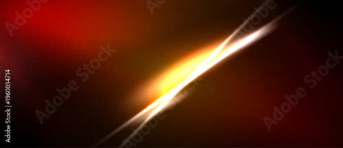 Abstract energy lines, vibrant red background. Bright glow radiates from central intersection. Dramatic visual effect.