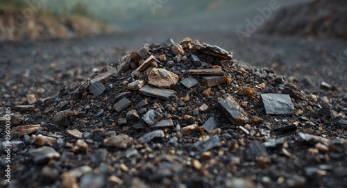Iron ore slag heap close view revealing complex mineral composition in nature