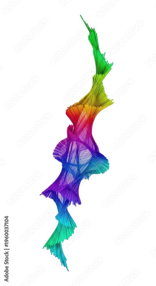 Obraz premium Abstract evolving digital form, complex colored fluid energy flowing across a pristine blank slate, symbolizing infinite potential, concept, complexity, empty