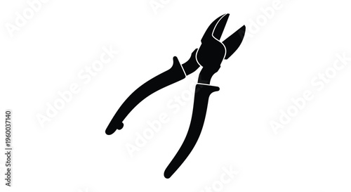 A black silhouette illustration of a pair of cutting pliers