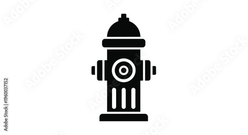 Simple black silhouette of a classic fire hydrant on a white background