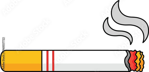 Lit Cigarette Smoking Cartoon Flat Design Icon Vector Illustration Concept