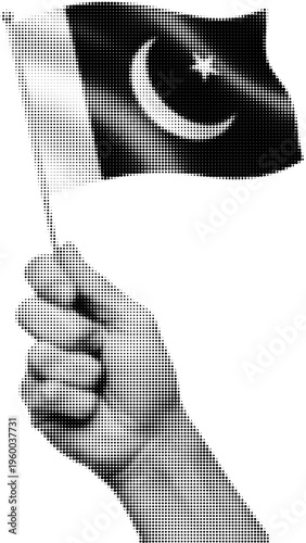 Holding the Pakistani Flag: A person's hand firmly grips the Pakistani flag, the emblem of the nation, waving it with pride and patriotism.