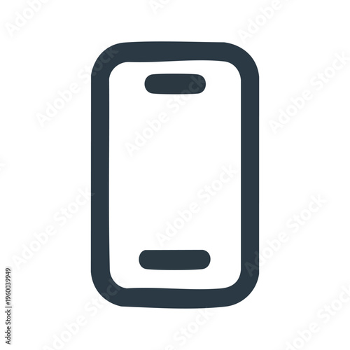 Minimalist outline of a smartphone with front-facing camera and speaker Vector