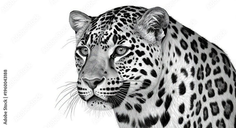 Fototapeta premium Engage with a 2D coloring book presenting the delicate features of a Red Book leopard