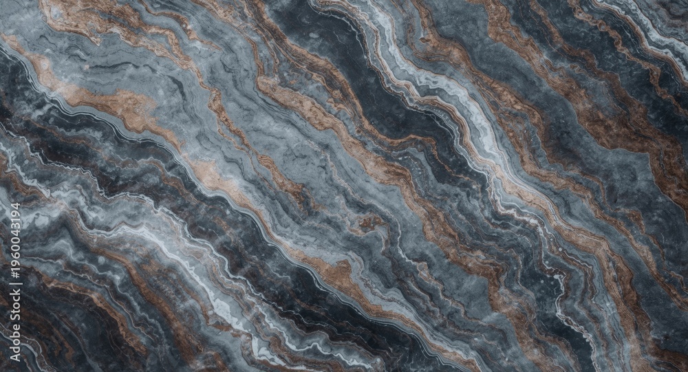 Naklejka premium Grey marble rock texture with flowing wood grain pattern and wave effect from freezing event