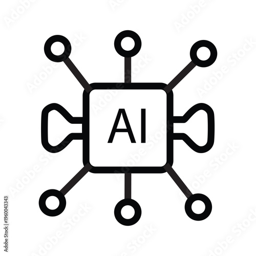 Artificial intelligence chip connected to various network nodes Vector
