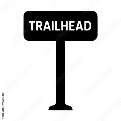 Trail start sign black white icon 