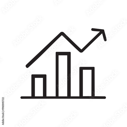 Graphic illustration of a bar chart with an upward trend line indicating growth and recovery Vector