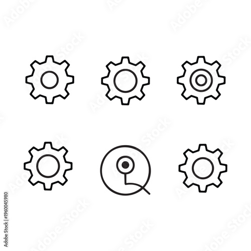 Collection of interlinked mechanical gears and a central pivot mechanism illustration Vector