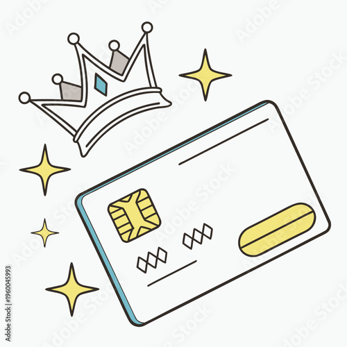 Premium Light Blue Credit Card with Crown and Star 3D Vector Icon