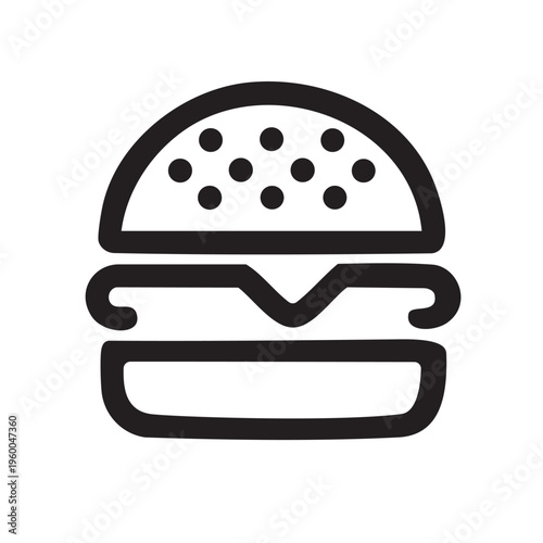 Classic hamburger icon with sesame seed bun and lettuce leaf Vector